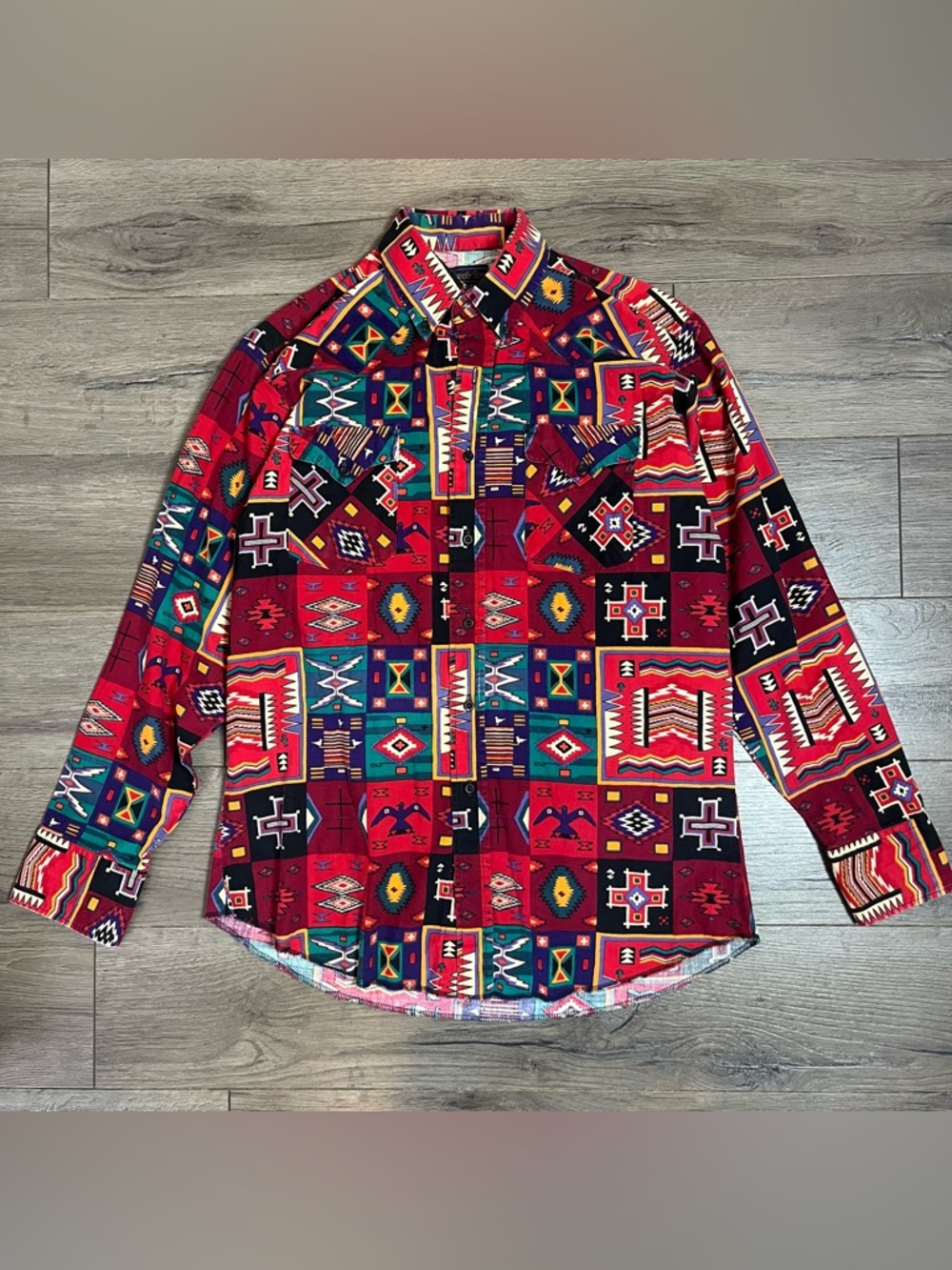 Vintage Panhandle Slim Aztec Print Western Button Down